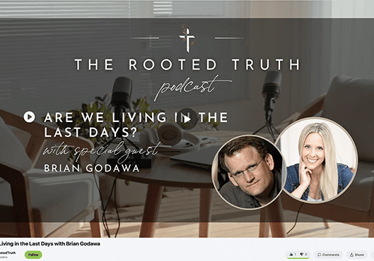 Podcast banner with microphones and headshots
